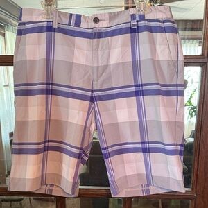 Adidas Golf Mens Size 34 Purple Plaid Flat Front Performance Shorts 107488629